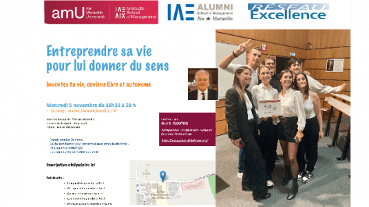 [Nouvelle date] Conférence Alumni  --  Entreprendre sa vie pour lui donner du sens -- Inventes ta vie, deviens libre et autonome !
